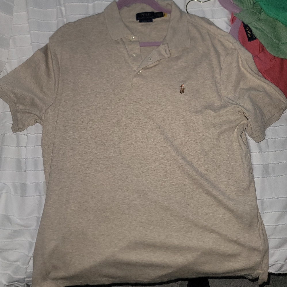 Beige Polo Shirt with Embroidered Logo